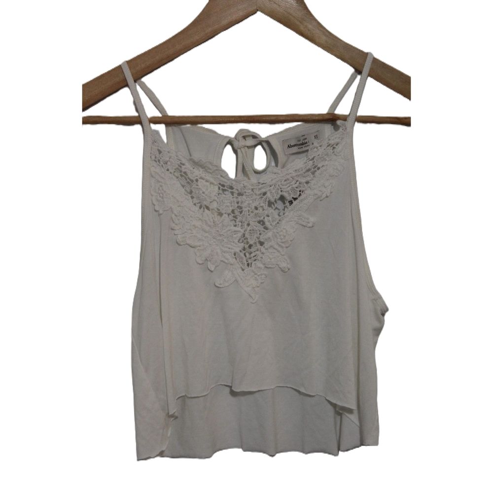 Womens Abercrombie & Fitch White Lace Trim Sleeveless Tank Top Crop Top Size XS